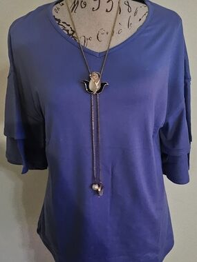 ReoRia Purple V-Neck Short Sleeve Layered Top